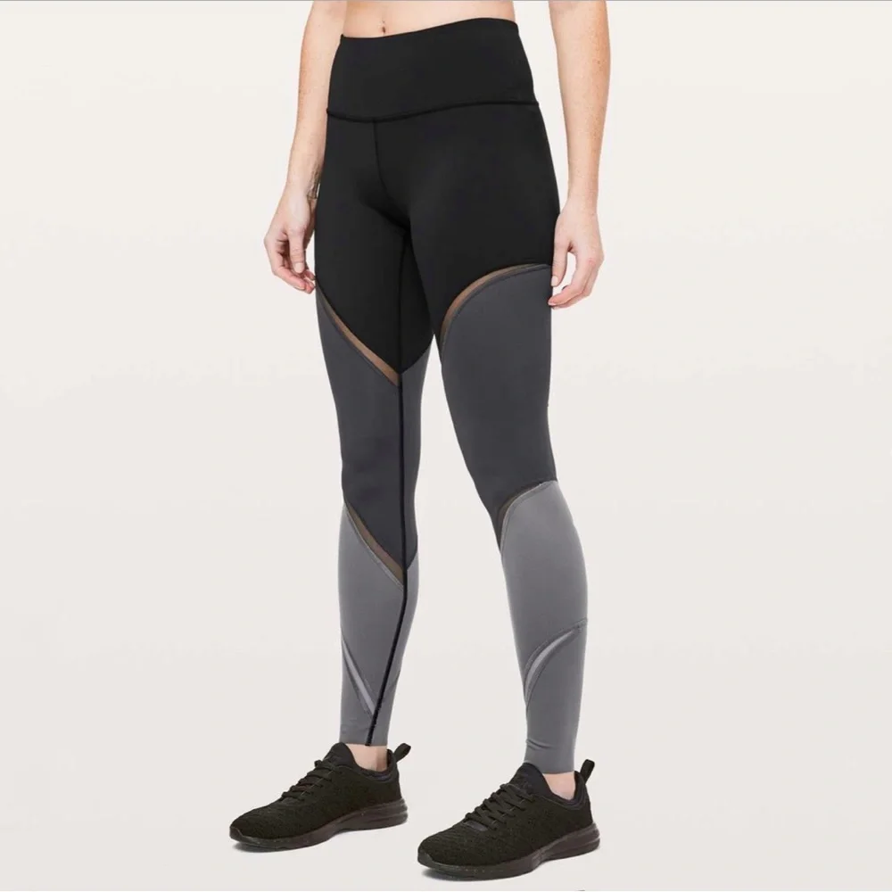 Lululemon Colour Me Ombre Tight black gray panel mesh detail high rise leggings - Picture 6 of 12